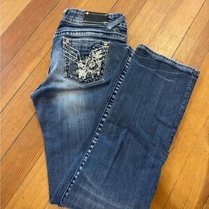 Vigoss Slim Boot Cut Jeans with Embroidery